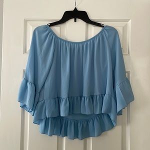 boohoo flowy blue shirt